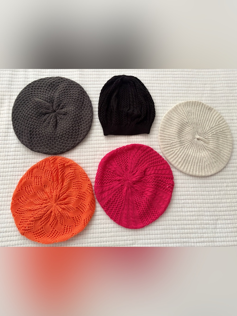 Knit Beret - Multicolor Pack (Gray, Black, Cream, Orange, Pink)